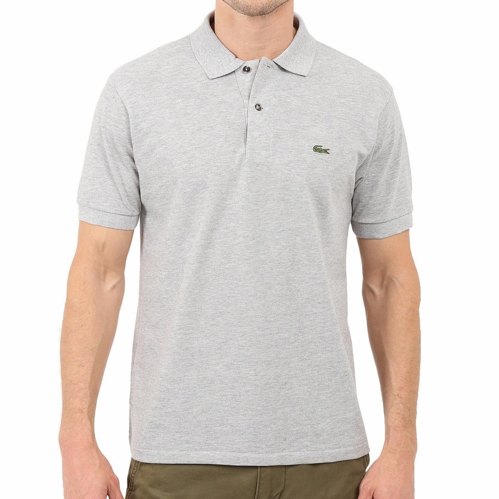 NWT Lacoste Heather Gray Argent Classic Pique Polo Top Shirt 100% Cotton 4 M